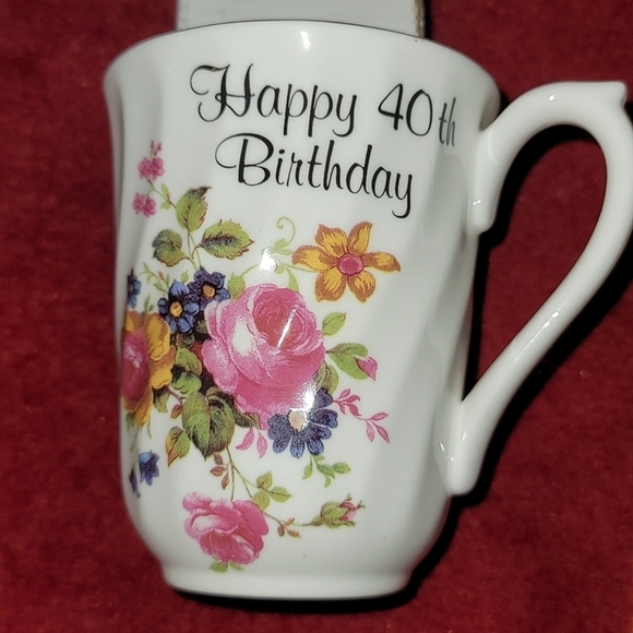 Happy 40th Birthday Mixed Floral China Mug - Picture 1 of 5